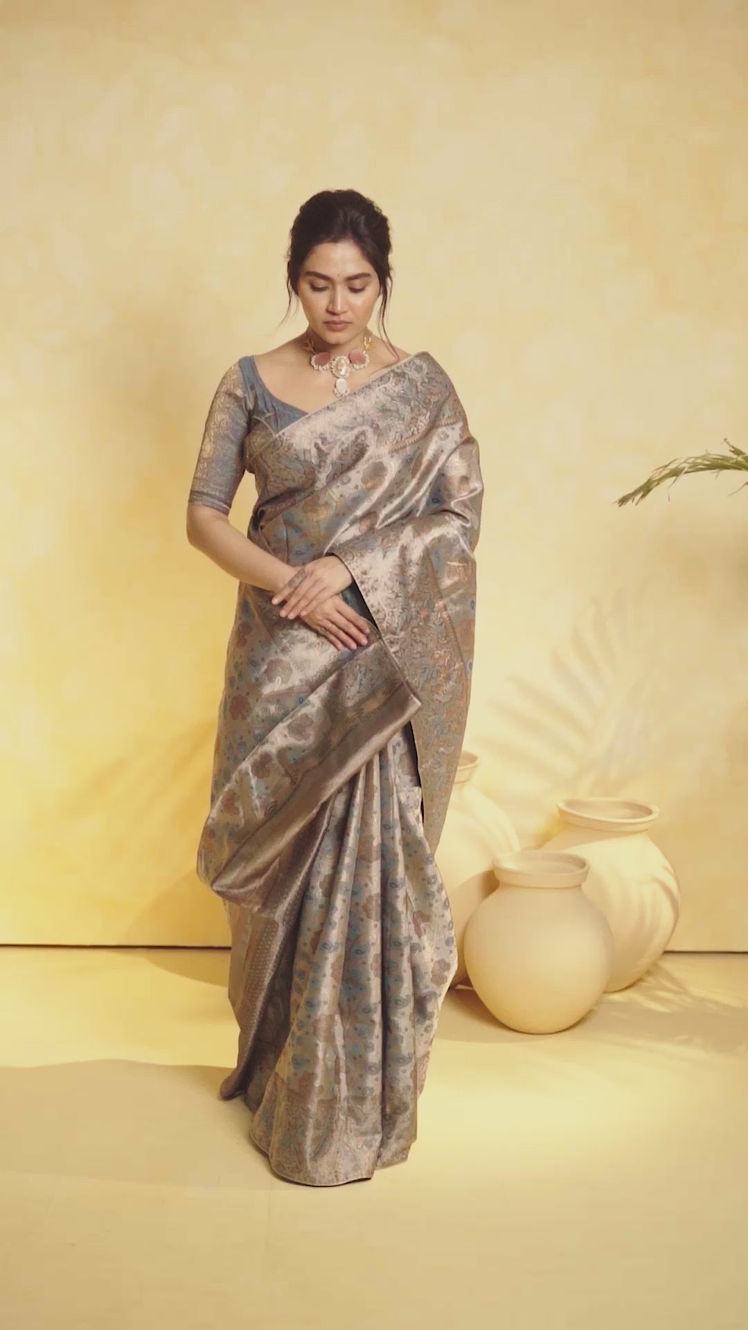 KAVVYA soft and lightweight  champagne color weaving silk saree