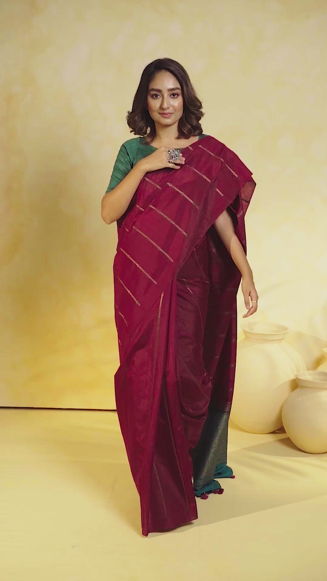 KAVVYA soft & lightweight magenta color benarasi handloom saree