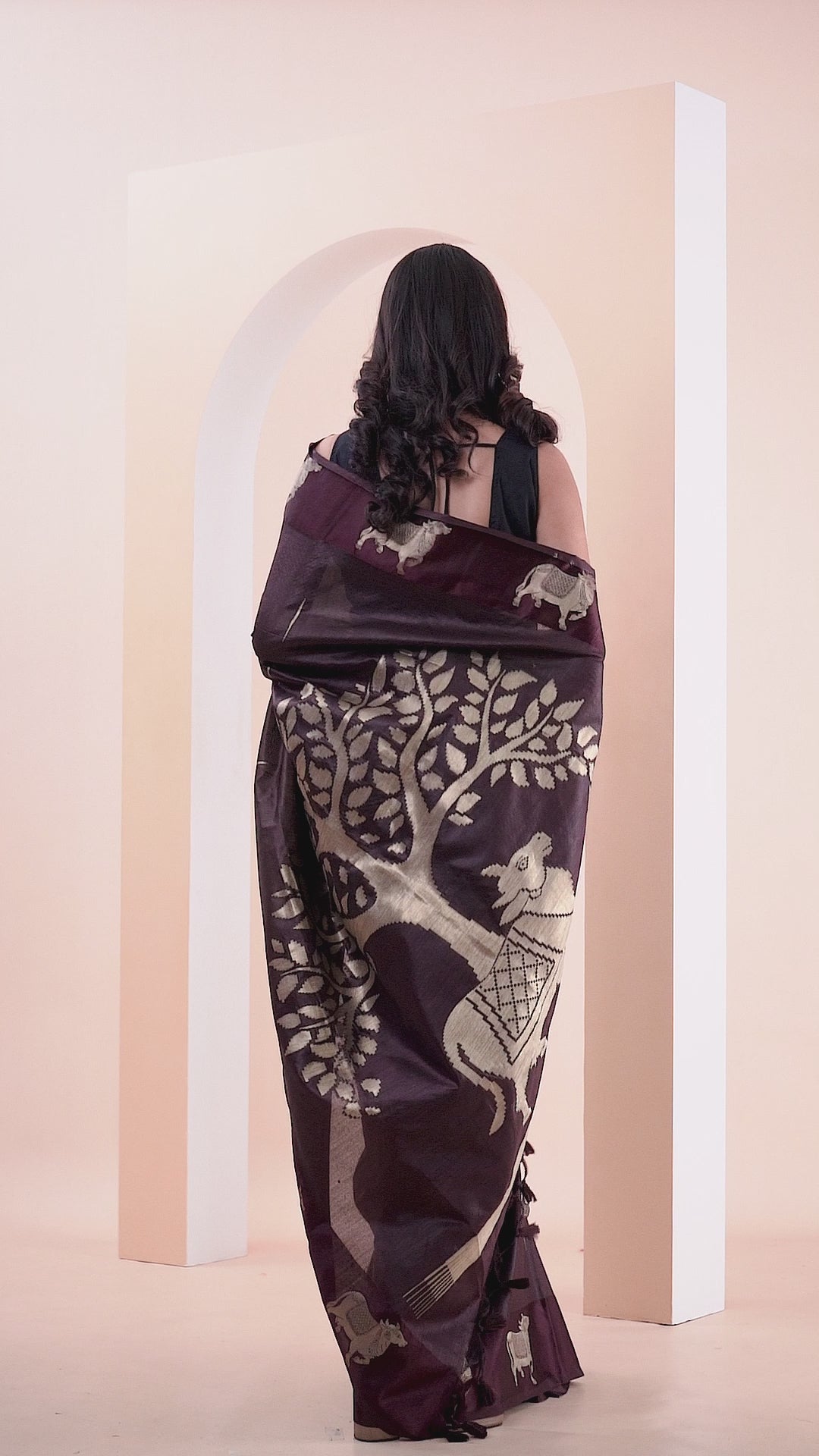 KAVVYA brown handloom silk saree