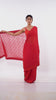 Kavvya Red Soft & Lightweight Fancy Shimmer Chiffon Saree In Tone To Tone Resham Embroidery & Same Color Stone Highlights.