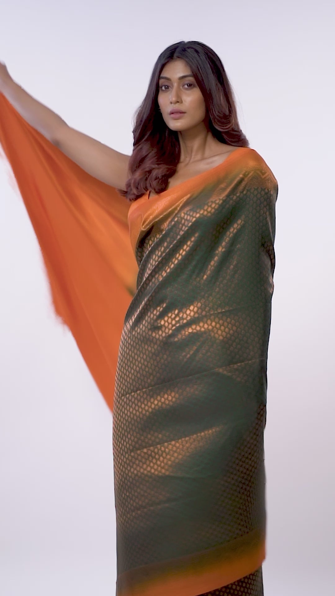 KAVVYA Bottle Green Soft & Lightweight Softy Silk Saree Bronze Zari Weaving Contrast Color Mustard Border