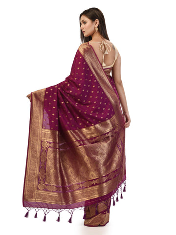 Kavvya Purple Soft & Lightweight Creamy Silk Weaving Saree - KAVVYA 