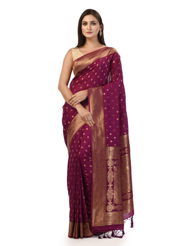 Kavvya Purple Soft & Lightweight Creamy Silk Weaving Saree - KAVVYA 