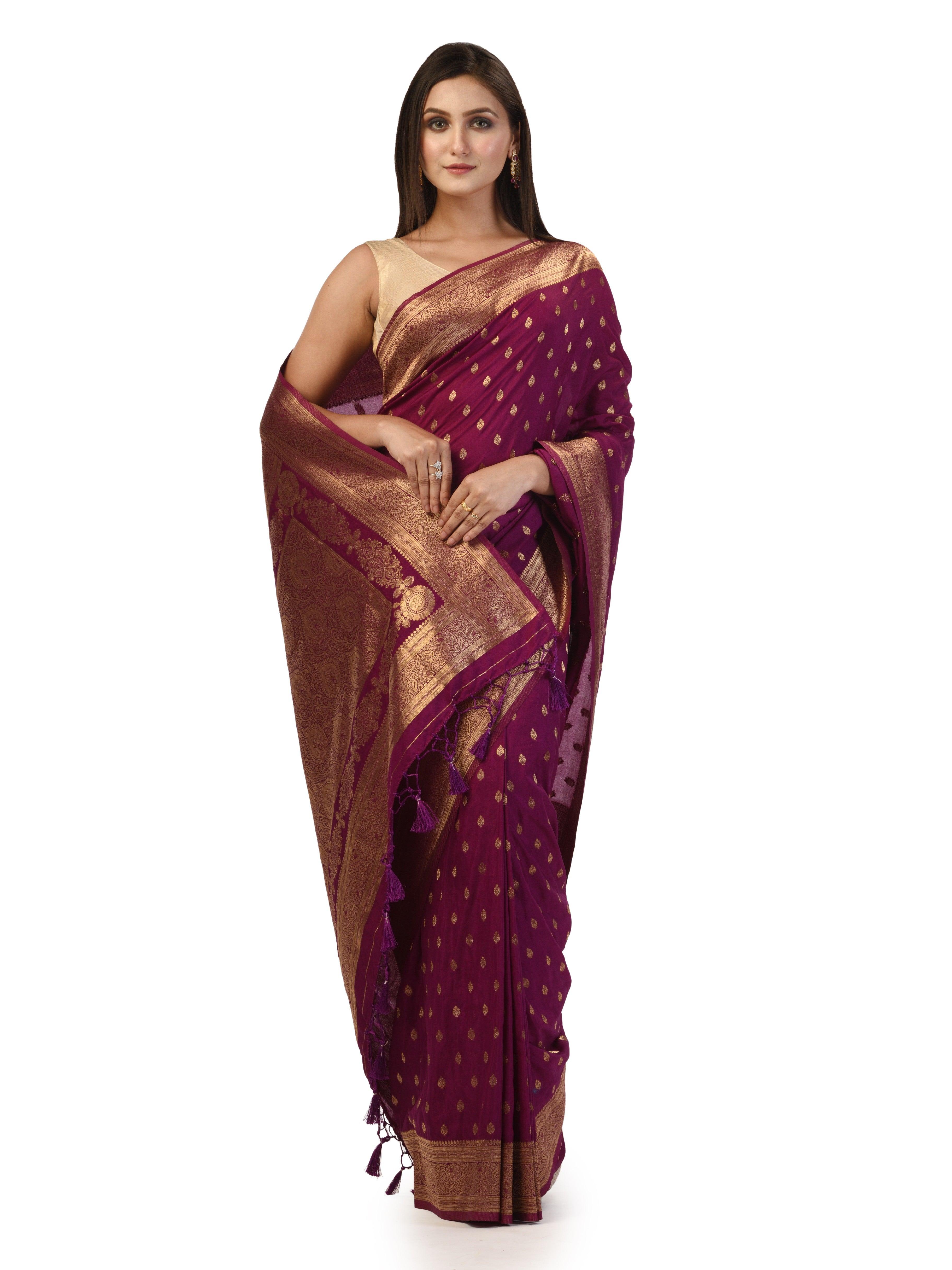 Kavvya Purple Soft & Lightweight Creamy Silk Weaving Saree - KAVVYA 