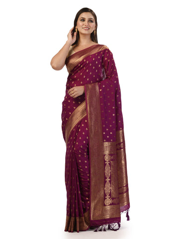 Kavvya Purple Soft & Lightweight Creamy Silk Weaving Saree - KAVVYA 