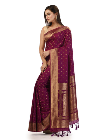 Kavvya Purple Soft & Lightweight Creamy Silk Weaving Saree - KAVVYA 