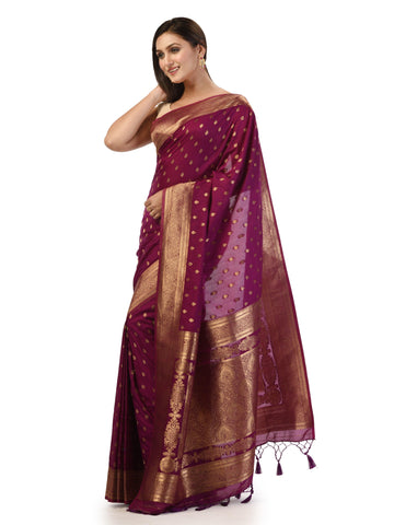 Kavvya Purple Soft & Lightweight Creamy Silk Weaving Saree - KAVVYA 