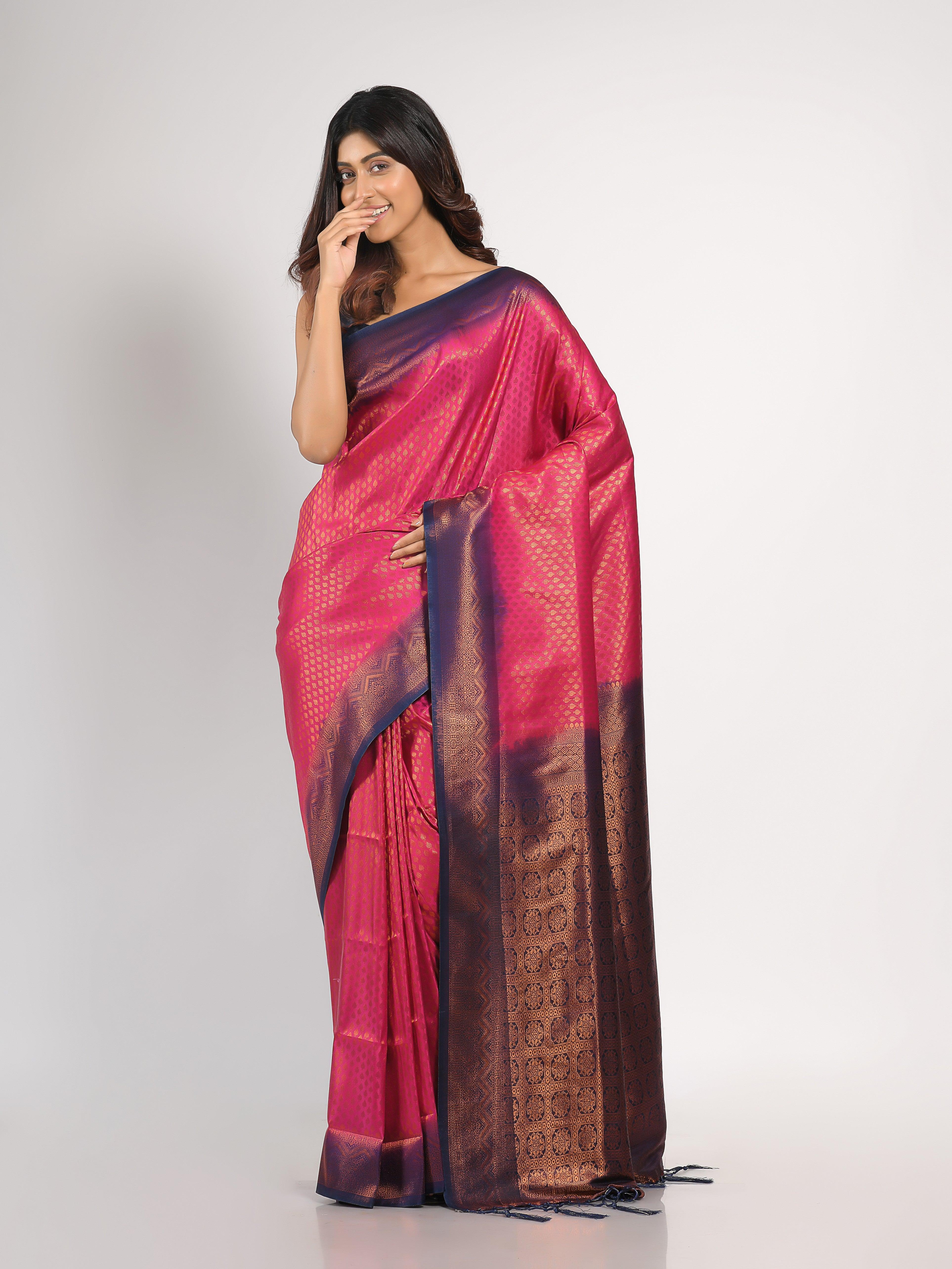 Kavvya Rani Soft & Lightweight Weaving Softy Silk Saree In Bronze Zari Weaving - KAVVYA 