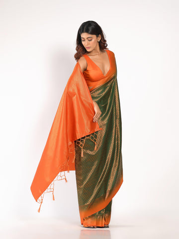 Kavvya Orange Soft & Lightweight Weaving Softy Silk Saree - KAVVYA 