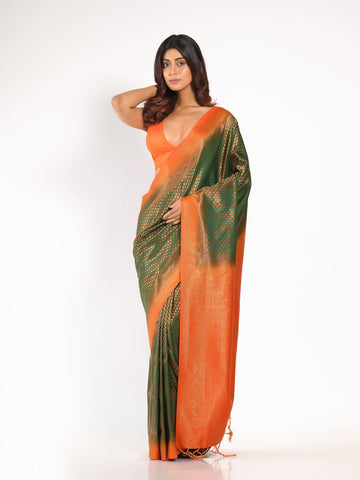 Kavvya Orange Soft & Lightweight Weaving Softy Silk Saree - KAVVYA 