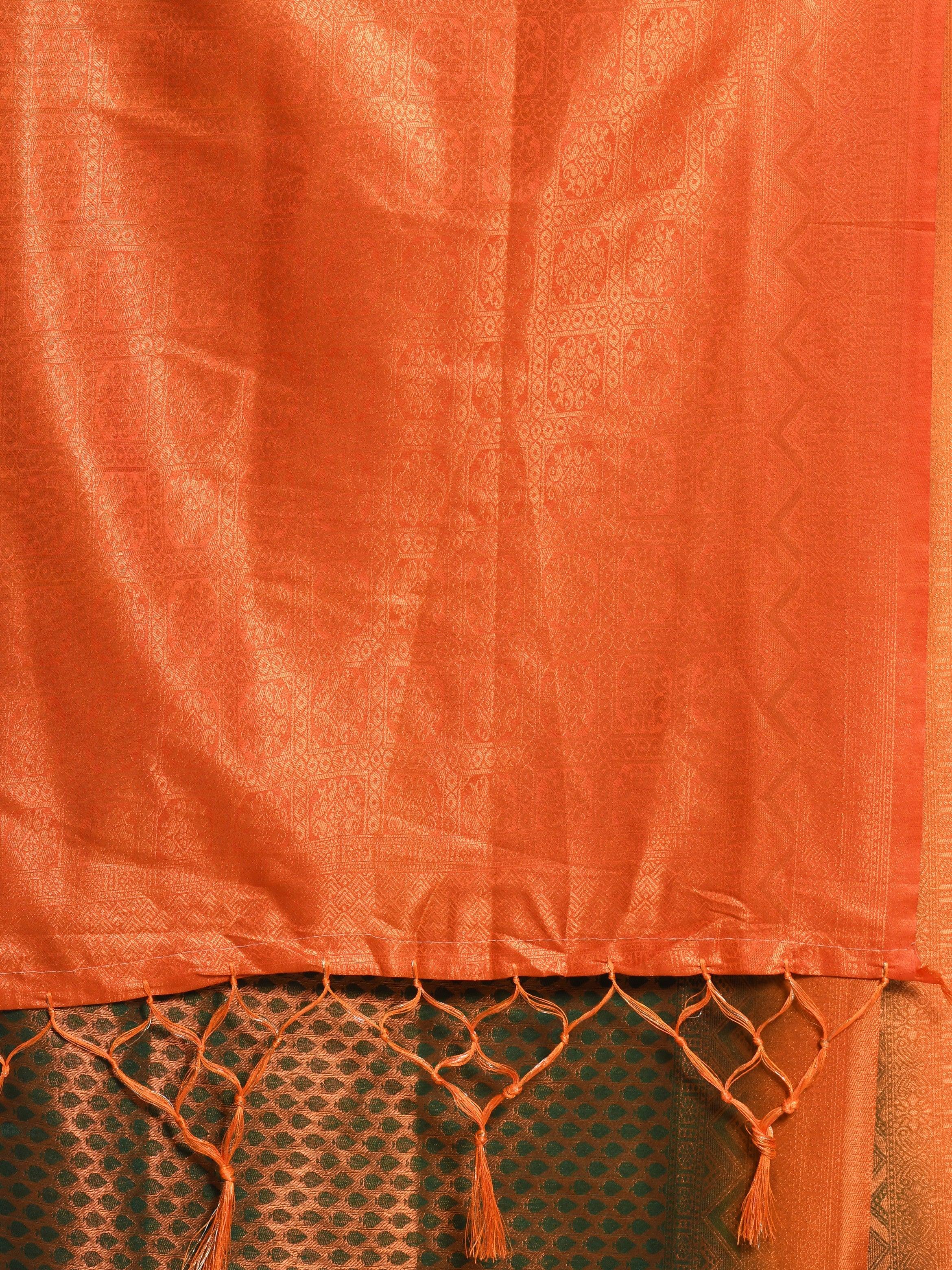 Kavvya Orange Soft & Lightweight Weaving Softy Silk Saree - KAVVYA 