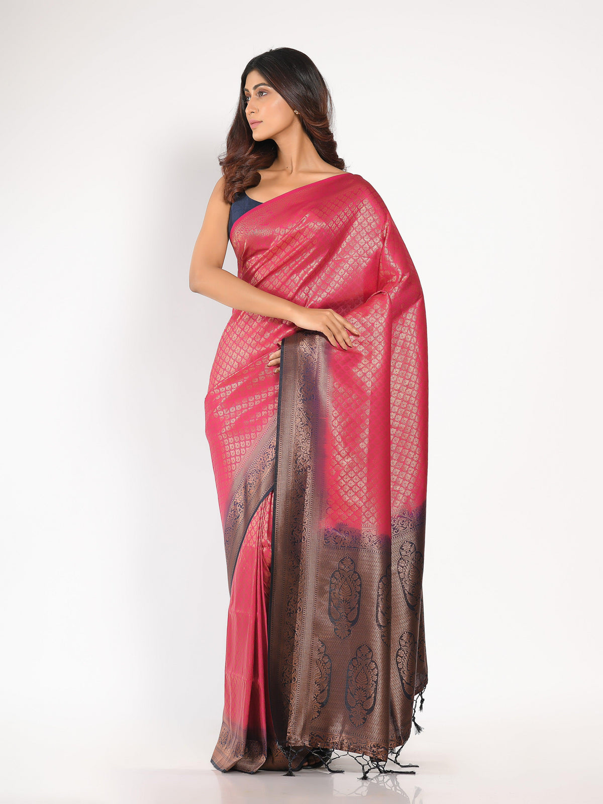 KAVVYA Rani Soft & Lightweight Softy Silk Saree Bronze Zari Weaving - KAVVYA 