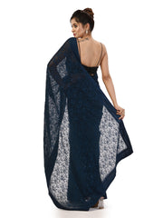 Kavvya Navy Blue Soft & Lightweight Fancy Shimmer Chiffon Saree - KAVVYA 