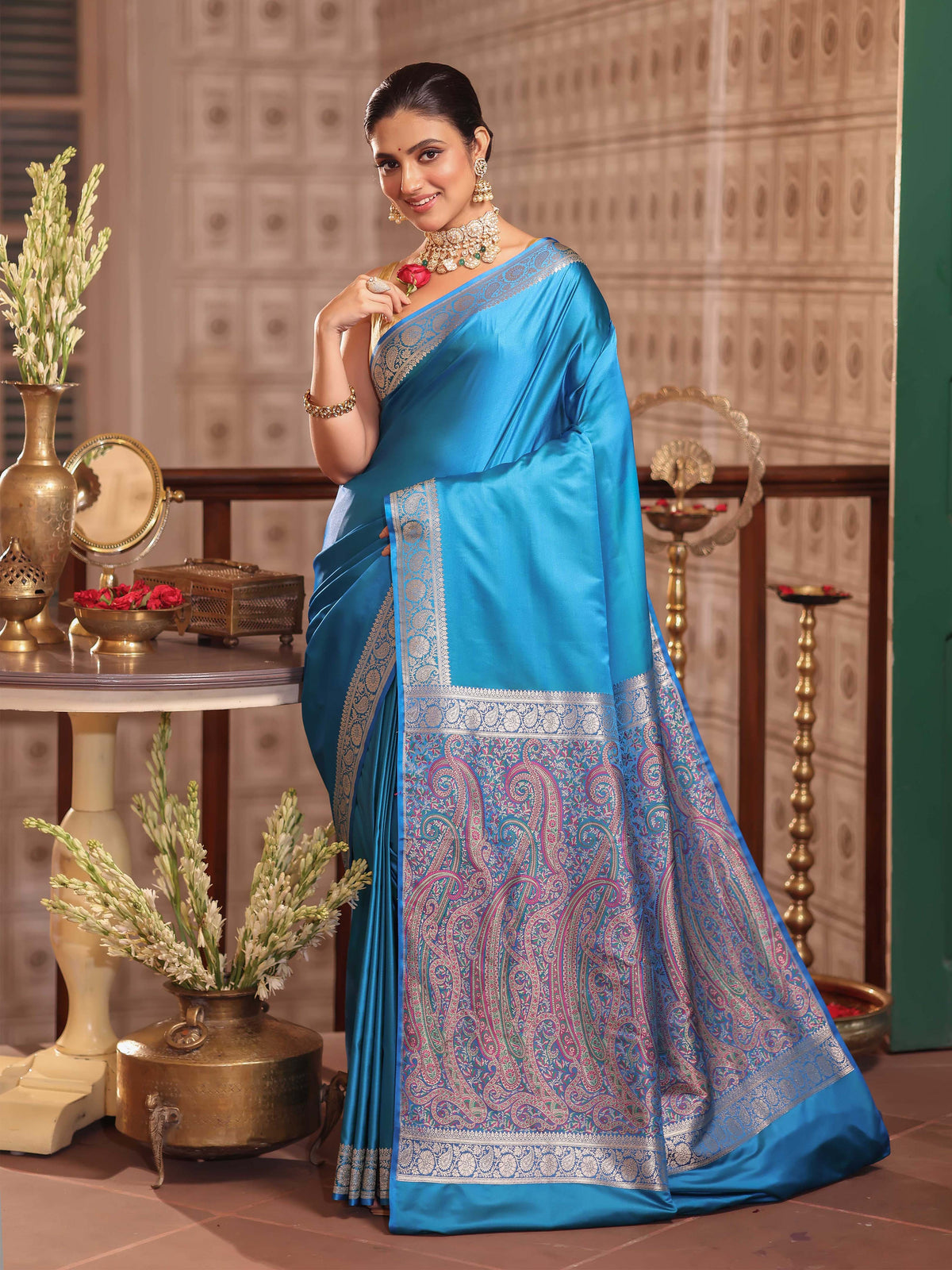 KAVVYA  PURE SILK BLUE SAREE