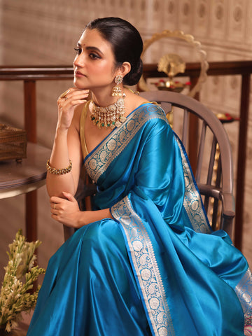 KAVVYA  PURE SILK BLUE SAREE