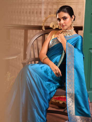 KAVVYA  PURE SILK BLUE SAREE